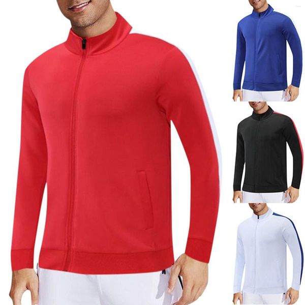 Vestes pour hommes printemps et automne veste de sport manteau vêtements de course pour adultes col montant Cardigan fermeture éclair entraînement de fitness