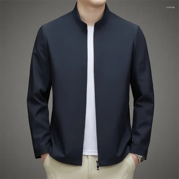 Chaquetas para hombres Primavera y otoño Cuello de soporte delgado Smart Casual 2023 Llegada Hombres Moda Ropa de abrigo corta Abrigos Caqui