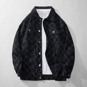 Vestes pour hommes Printemps et automne Y2K Rétro Noir Plaid Jacquard Denim Veste Vêtements de rue Moto Jaqueta Jeans Chaquetas Homebre Manteau pour hommes 231129