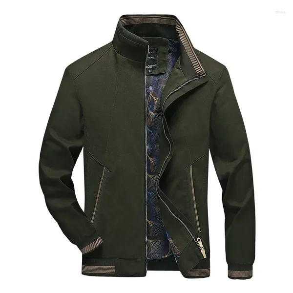 Chaquetas de hombre primavera otoño chaqueta Bomber verde militar sólido ropa informal de algodón puro abrigos Cargo tendencia de moda suelta para hombres