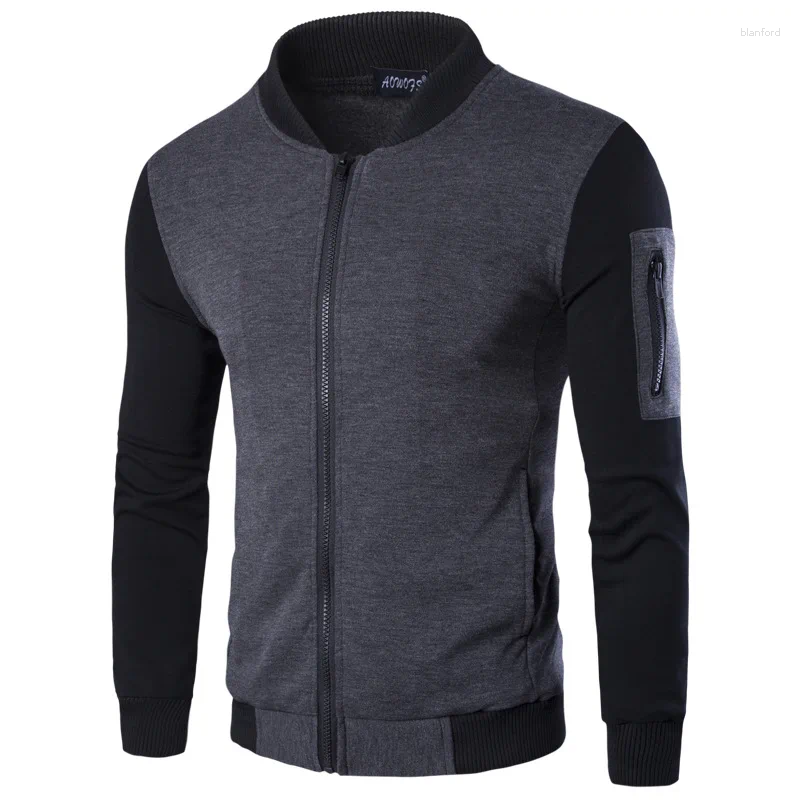 Men's Jackets Spring Autumn Casual Jacket Coat Pathwork Baseball Collar College Clothing Stretch Slim Fit For Men Black Gray