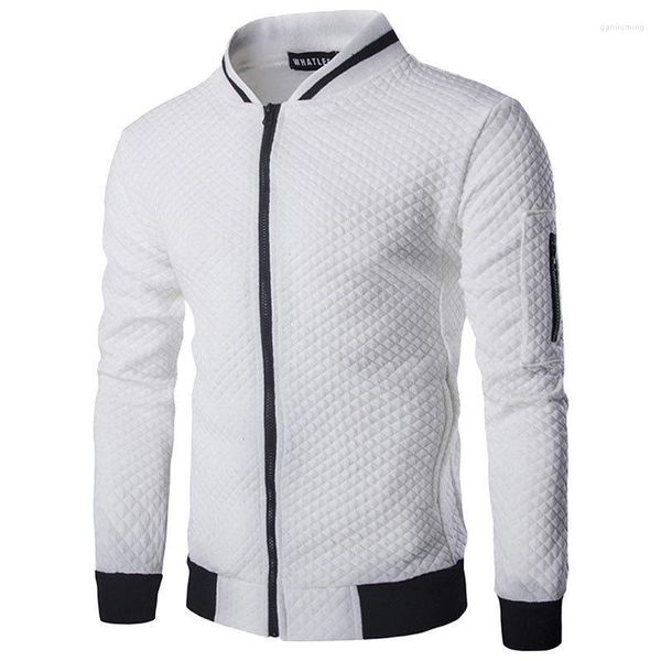 Chaquetas para hombre Primavera Otoño Chaqueta deportiva informal para hombre Cárdigan de color sólido Chaqueta universitaria para jóvenes Bolsillos Entrenamiento Jogging Cremallera Abrigo Moda