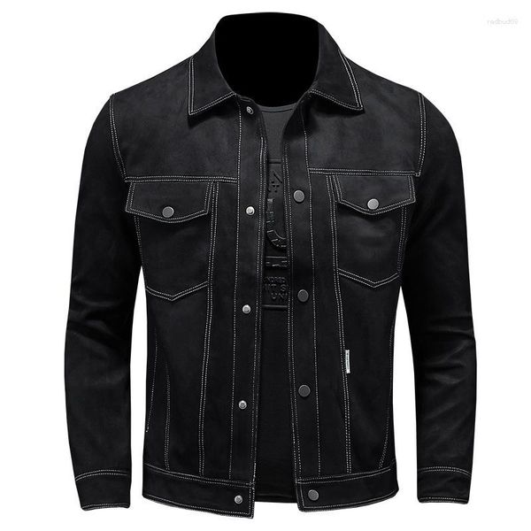 Vestes pour hommes printemps automne veste en jean de haute qualité hommes couleur unie manteau Simple Style euraméricain revers Cowboy