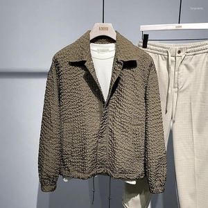 Vestes pour hommes printemps/automne veste mode coréenne revers ample à manches longues manteau avec plissé haut décontracté tendance Bomber vêtements
