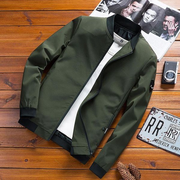 Chaquetas para hombres Primavera Otoño Chaqueta Hombres Al aire libre Casual Thin Windbreaker Abrigo Color Sólido Béisbol M-4XL Poliéster Varsity