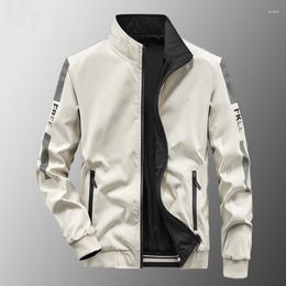 Hommes Vestes Printemps Automne Hommes Veste Réversible Manteau Kaki Noir Mode Tendance Casual Baseball Uniforme Hiver Mâle Double Face Fermeture Éclair