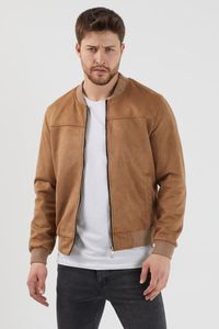 Herenjacks Spring Autumn Men's Clothing Brown/Black Suede College Model Jacket Seizoensgebonden Turkse productie