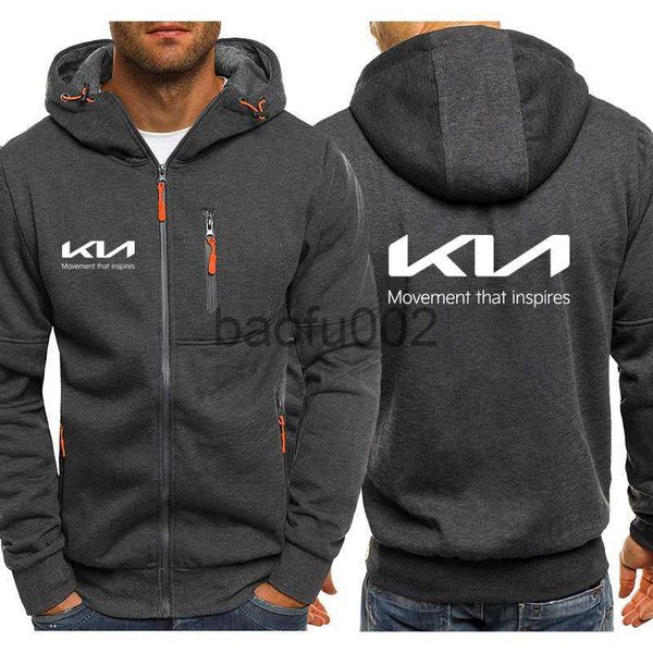 Hommes Vestes Printemps Automne Hommes Veste Nouveau KIA Motors Imprimer Zipper Hoodies Sweat Mode Casual Harajuku Outwear Haute Qualité Tops Manteaux J230724