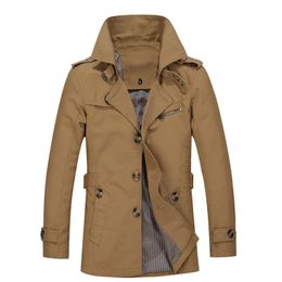 Jaquetas masculinas Primavera Outono Cor Sólida Casaco Longo Homens Negócios Casual Solto Confortável Alta Qualidade Windbreak Masculino Trench M 5XL 231208