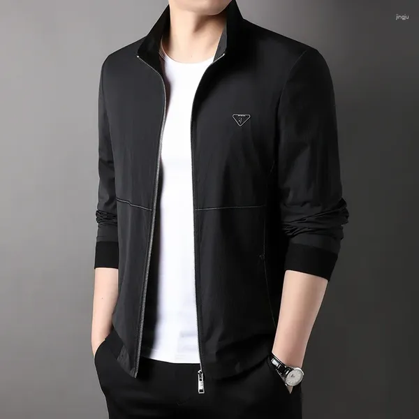 Vestes pour hommes printemps automne mince 2023 hommes mode coréenne décontracté classique gris noir manteaux de vêtements de marque vêtements