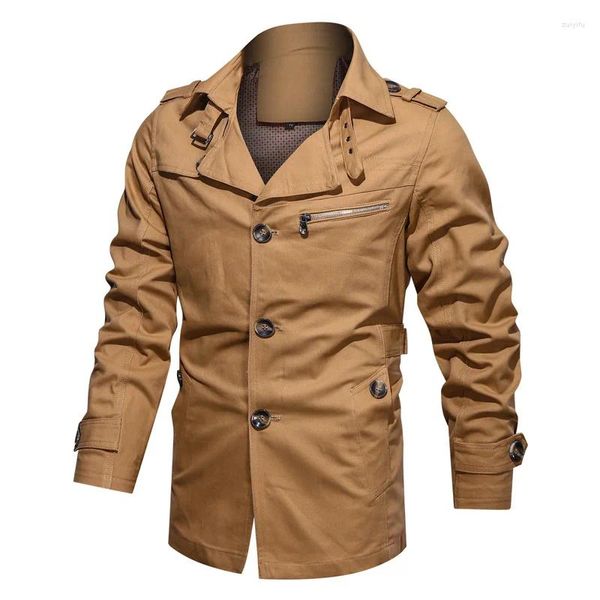 Chaquetas de hombre primavera otoño cuello vuelto botón sólido bolsillo cremallera manga larga cárdigan chaqueta abrigos moda Casual Tops