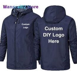 Chaquetas de hombre Primavera Chaqueta de hombre personalizada Diy Imprimir Abrigo de cremallera con capucha Chaqueta impermeable a prueba de viento Otoño Unisex Ropa deportiva cálida al aire libre 022023H