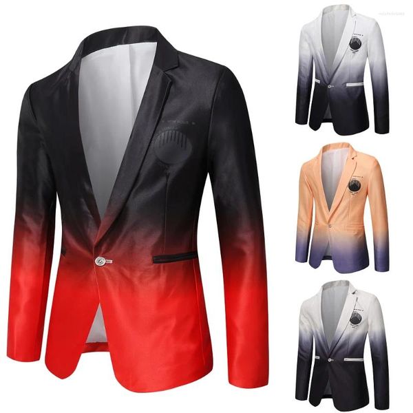 Chaquetas para hombre, traje ajustado con gradiente de primavera, estilo coreano, chaqueta informal a juego de colores juveniles, chaqueta superior