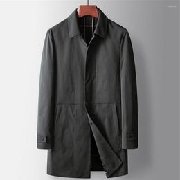 Herenjacks Spring Long Wind Breaker Men Solid Color Jacket Business Casual Male Khaki Plus Maat 4xl