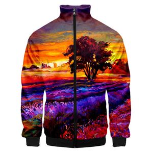 Herenjassen Spring Men Jas jas Coats Casual kleurrijk pastoraal landschap Stand Kraag merk Kleding MANNELIJKE OUTWIJS DROPSHIP