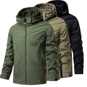Herenjassen Spring Heren Outdoor Army Green Jacket Tactical Military Coat Waterdichte Softshell Hooded Outwear Men Windscheper Casual Jackets J230811