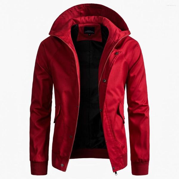 Chaquetas para hombre Primavera de gran tamaño para hombre Chaqueta roja de alta calidad de manga larga con capucha Xxxl Abrigo informal Cazadora para hombre Chicos Tops