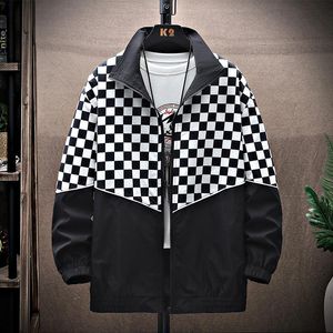 Herenjacks lente plaid jas heren zip omhoog draai kraag mode streetwear zwarte jas techwear Japanse modeers