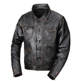 Chaquetas de hombre Primavera PU Cuero Casual Motocicleta Faux Turndown Collar Abrigos de abrigo de un solo pecho Jaqueta 230130