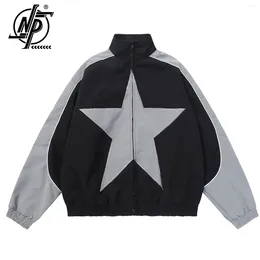 Chaquetas para hombres Primavera Varsity Chaqueta Hombres Vintage Estrella Patrón Harajuku Y2k Cortavientos Abrigo Streetwear Cremallera Patchwork Ropa exterior Unisex 2024