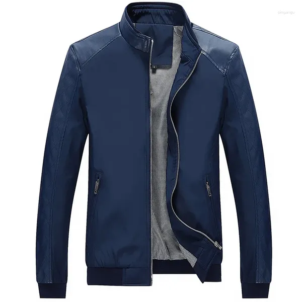 Chaquetas para hombres Primavera Chaqueta juvenil Sección delgada Coreano Slim PU Cuero Costura Ocio Tendencia Ropa Negro Vino Rojo