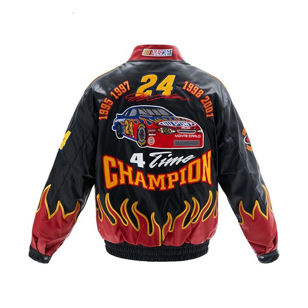 Chaquetas para hombres ss Retro High Street Flame Bordado Motocicletas Ropa de carreras Street Style Bomb Street Chaqueta de cuero Ins explotado 230923