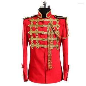 Herenjacks Stage Dragen Red Jacket Men's Prom Blazer Plus Size mannelijke Royal Formal Dress Set Dresses Performance Kleding Outerwear