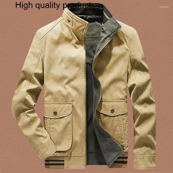 Vestes pour hommes col montant Double face veste ample 2024 printemps mode coton lavé multi outillage manteau la liste préférée