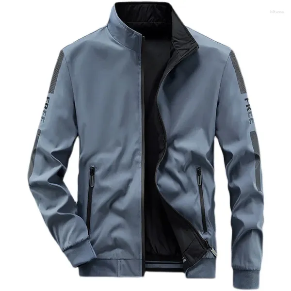 Chaquetas de hombre Cuello alto Chaqueta casual de color sólido Juventud Gruesa Ropa de doble cara Suelta Versátil