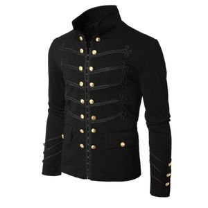 Herenjassen Steampunk Men Gotische kleding Militaire middeleeuwse Vintage Jacket Stand Kraag Rock Frock Coat Retro Punk 230331