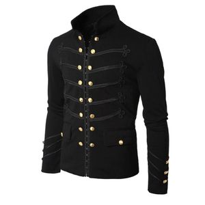 Herenjassen Steampunk Men Gotische kleding Militaire jas Stand Kraag Rock jas Coat Uniform Retro Punk Slim Fit kostuum 221130