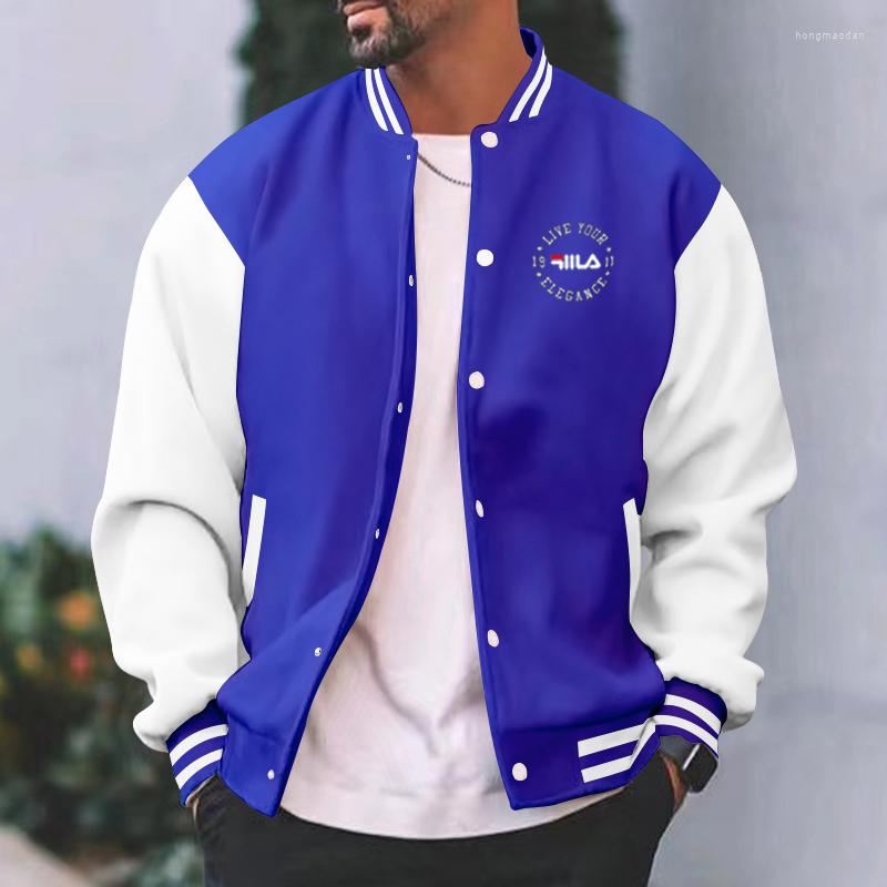Herrjackor Street Hip Hop Bomber Jacket 2023 Versatil modemärke Färgblock Amerikansk basebolluniform