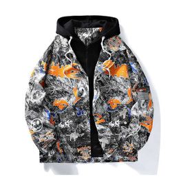 Herrenjacken, Street-Style, trendige bedruckte Jacke, gefälschte zweiteilige Kapuzenjacke für Herren, neue hochwertige Herrenbekleidung für die Frühlings- und Herbstsaison