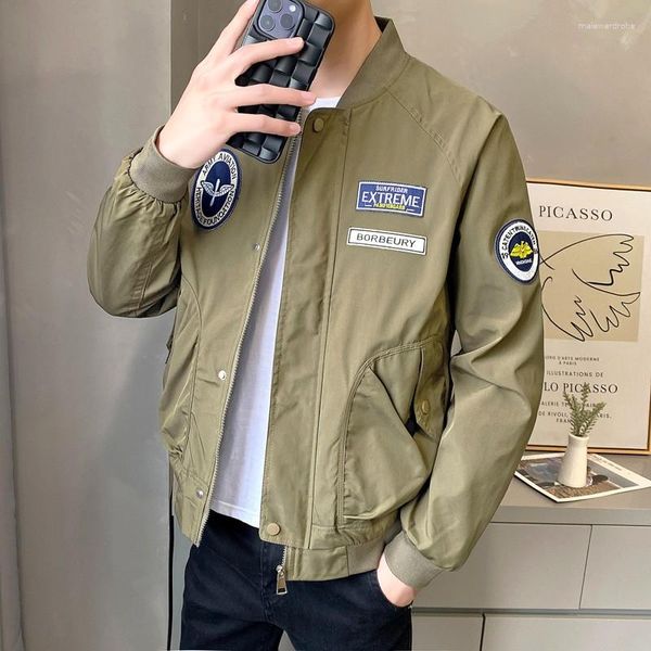 Vestes pour hommes Street Trend Flying Baseball American Retro Lettre Broderie Manteaux en cuir Haut ample