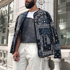 Chaquetas para hombres streetwear abrigos hombres Patrón de moda Impresión de la tripulación Campo con cremallera 2023 Otoño para hombre Leisure Cardigan de manga larga