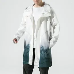 Herenjassen Streetwear Capuchon Lange Oversized Geul 2023 Mannen Casual Gedrukt Vrouw Jas Mode Kleding