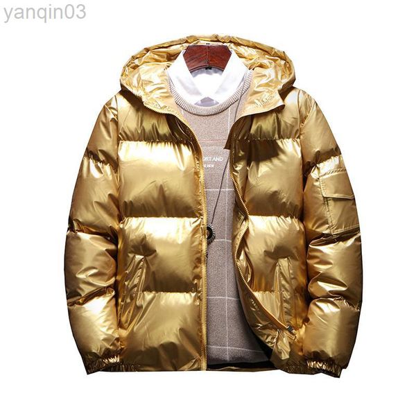 Chaquetas para hombres Streetwear Oversize Bright Gold Silver Parka Espesar Chaqueta de invierno cálida Hombre 2022 Ropa rompevientos L220830