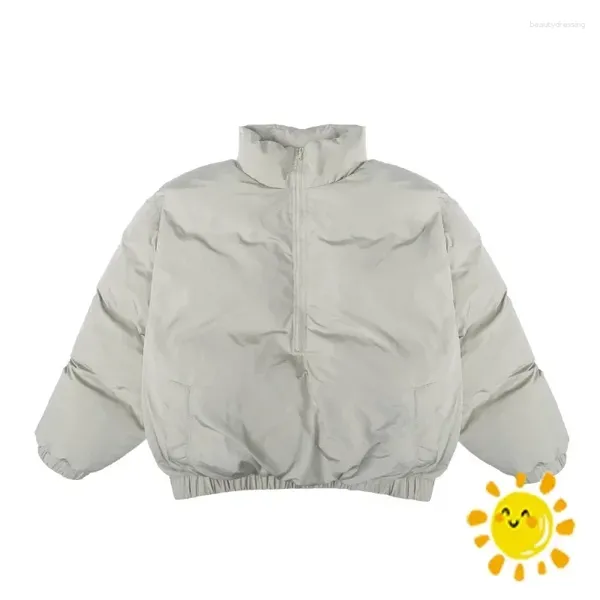 Chaquetas para hombres Estilo Color sólido Media cremallera Pan Puffer Chaqueta Parkas para hombres Mujeres Espesar Abrigos