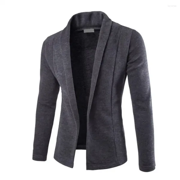 Vestes pour hommes Veste élégante Manteau Streetwear Casual Mélange de coton Cardigan de couleur unie Hommes chauds
