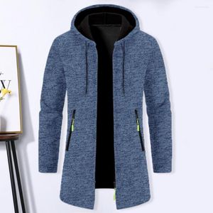 Vestes pour hommes Hommes élégants Veste en tricot Manteau à la mode Longueur moyenne Cardigan à fermeture éclair à capuche polyvalent pour l'automne / l'hiver