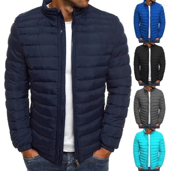 Vestes pour hommes Élégant veste de parka automne épaississeur chaud homme chaud manteau zipper fermeture puffer adapté à la peau pour la fête