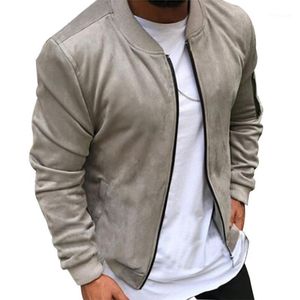 Chaquetas de hombre Tela de gamuza Exterior Invierno Cremallera Abrigo cálido Chaqueta Outwear Hombre Delgado Color sólido Elegante