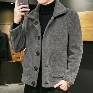 Vestes pour hommes en daim manteau de fourrure réversible plus taille mouton chaud velours épaissi veste automne hiver simple boutonnage manches longues hauts