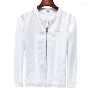 Vestes pour hommes Suehaiwe's Brand Italie Veste en lin pour hommes Col montant Blanc Coton Hommes Double Couche Survêtement Hommes Jas