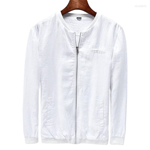 Chaquetas para hombres Marca Suehaiwe Italia Chaqueta de lino para hombres Cuello alto Algodón blanco Hombres Ropa de abrigo de doble capa para hombre Jas