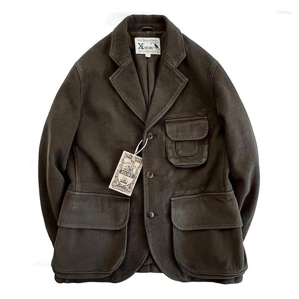 Las chaquetas para hombres se adaptan a la chaqueta de safari de algodón de algodón de múltiples bolsas de múltiples bolsas