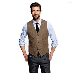 Vestes pour hommes costume gilet mariage laine chevrons Tweed décontracté affaires mince veste pour garçons d'honneur