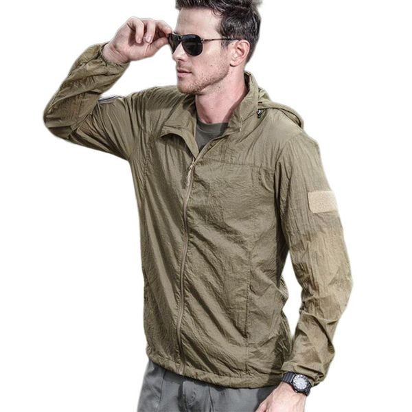 Chaquetas para hombres abrigo de verano hombres impermeable táctico rápido táctico liviano ligero transpirable encoallado impermeable ropa de protección solar al aire libre