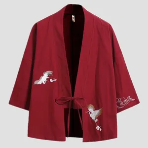 Vestes pour hommes Summer Haori Cardigan Kimono Shirt Japono Clothing Robes Loose OBI Male Yukata Veste Streetwear Asie Vêtements
