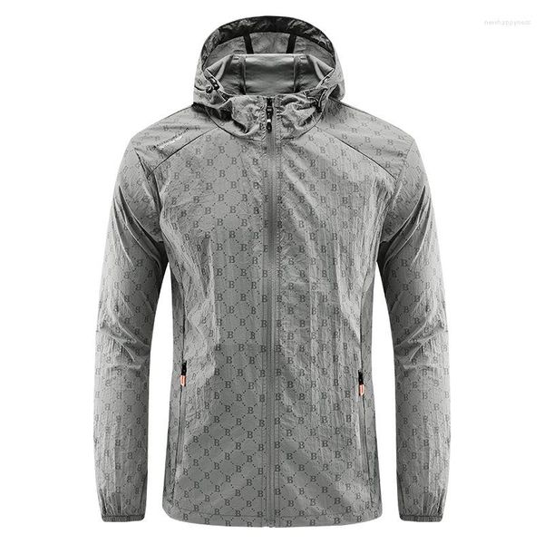 Chaquetas para hombres Ropa de protección solar ligera de verano Marca de moda Letra B Impreso Piel con capucha Abrigo juvenil Hombres